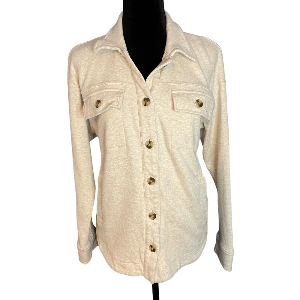 Madewell Womens Cream Brushed Knit Shirt-Jacket Size Small
